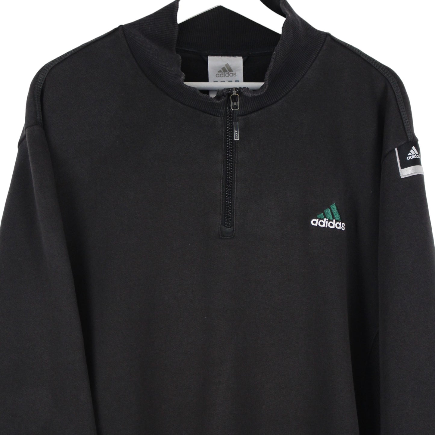 00s Adidas Black Embroidered 1/4 Zip Sweatshirt (XL)