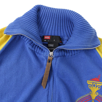 00s Diesel Blue/Yellow Full Zip Jumper (M)