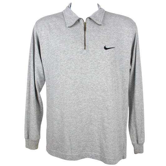 90s Nike Grey Embroidered 1/4 Zip Sweatshirt (S)