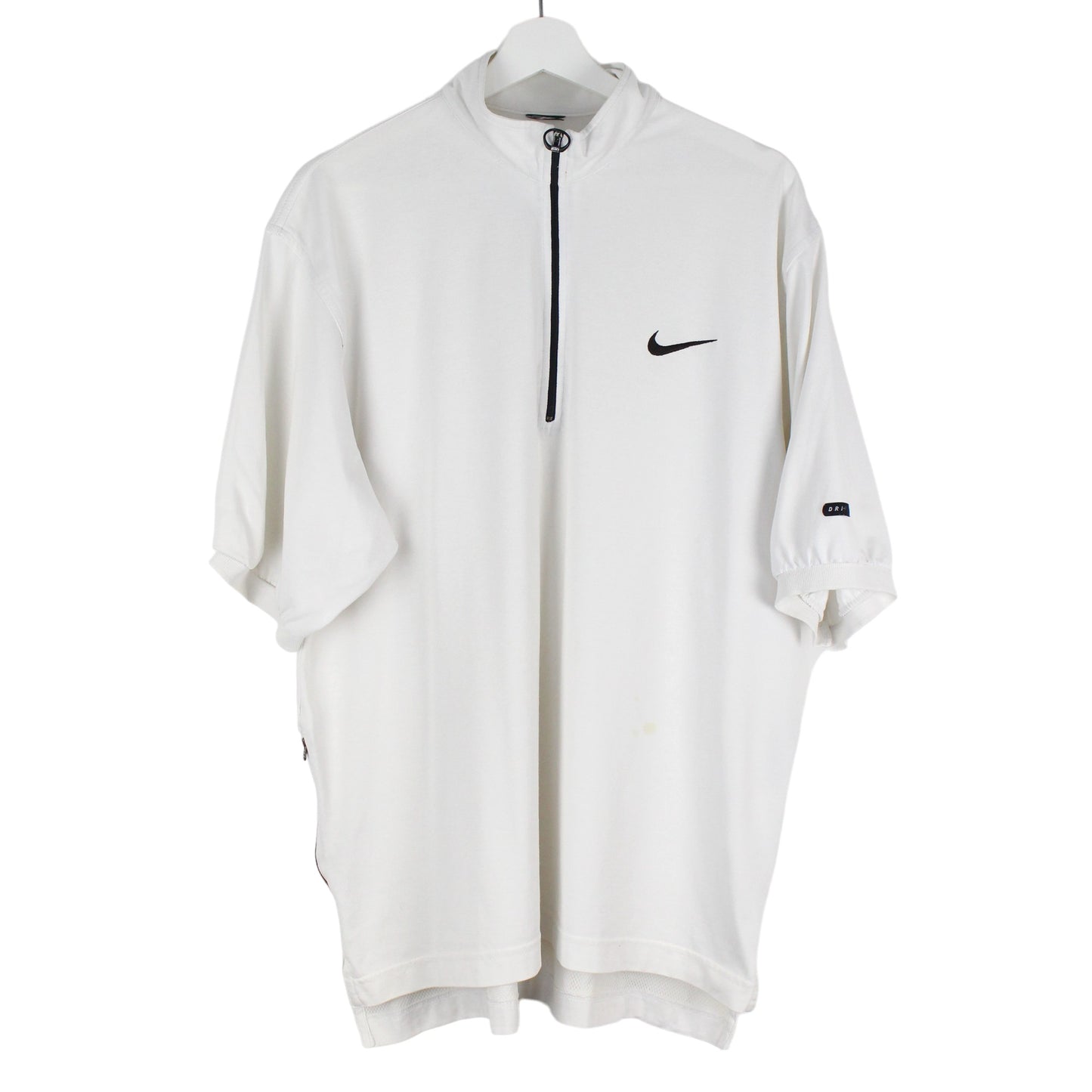 Nike White Embroidered 1/4 Zip T-Shirt (L)