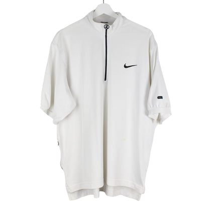 Nike White Embroidered 1/4 Zip T-Shirt (L)