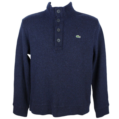 Lacoste Navy Wool 1/4 Button Knit Jumper (XS)