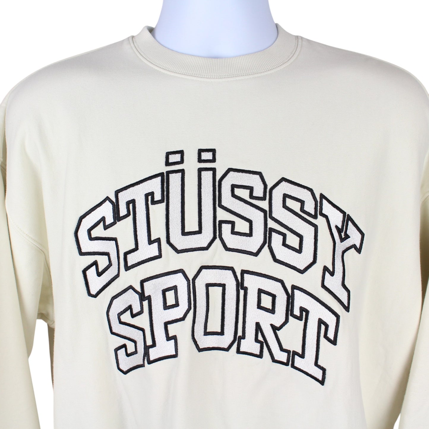 Stussy Cream Embroidered Oversized Sweatshirt (XS)