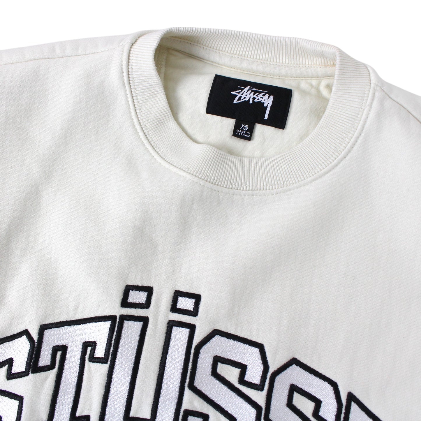 Stussy Cream Embroidered Oversized Sweatshirt (XS)