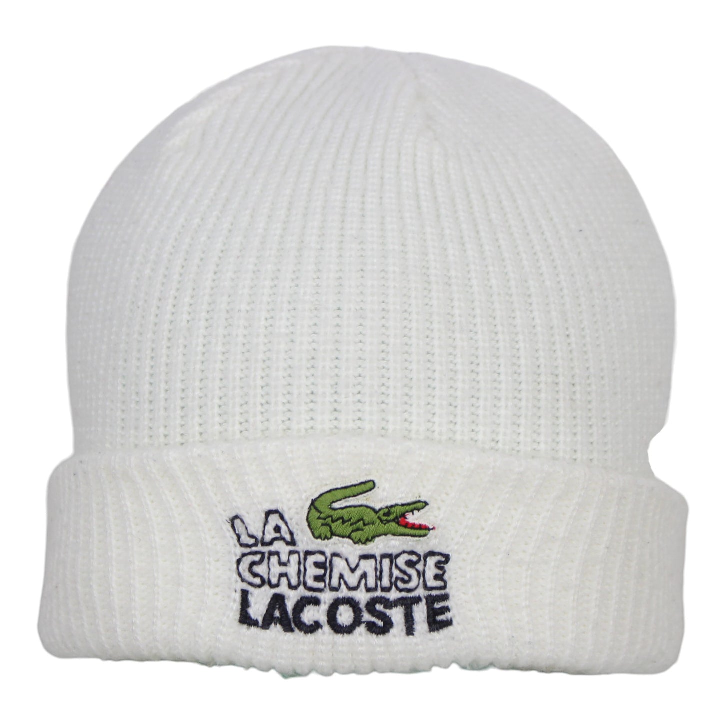 80s Chemise Lacoste White Knit Beanie