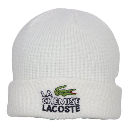 80s Chemise Lacoste White Knit Beanie