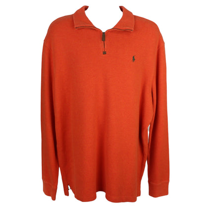 Polo Ralph Lauren Orange Embroidered 1/4 Zip Sweatshirt (XL)