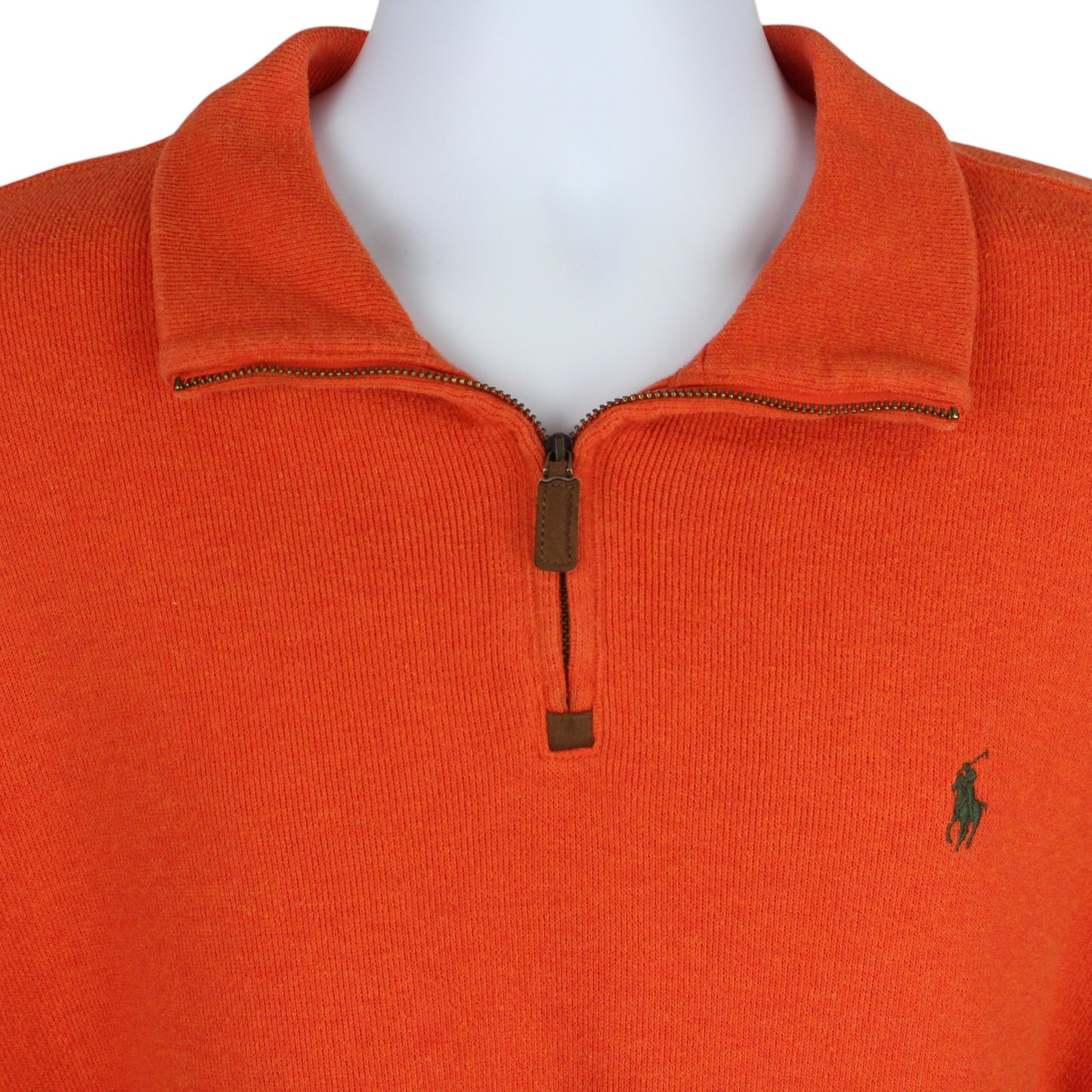 Polo Ralph Lauren Orange Embroidered 1/4 Zip Sweatshirt (XL)