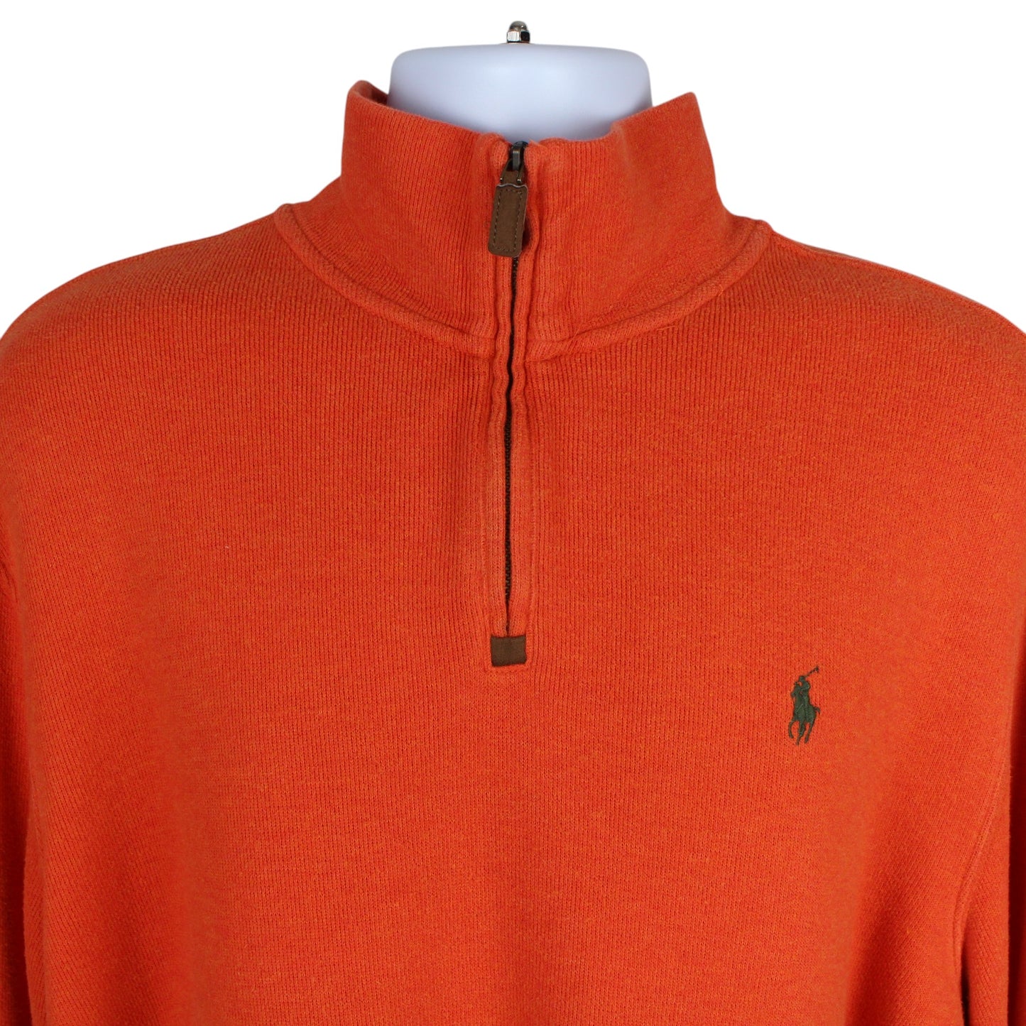 Polo Ralph Lauren Orange Embroidered 1/4 Zip Sweatshirt (XL)