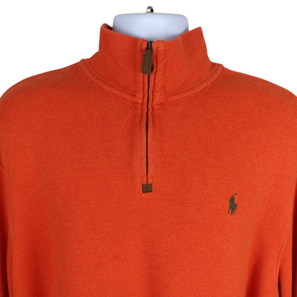 Polo Ralph Lauren Orange Embroidered 1/4 Zip Sweatshirt (XL)