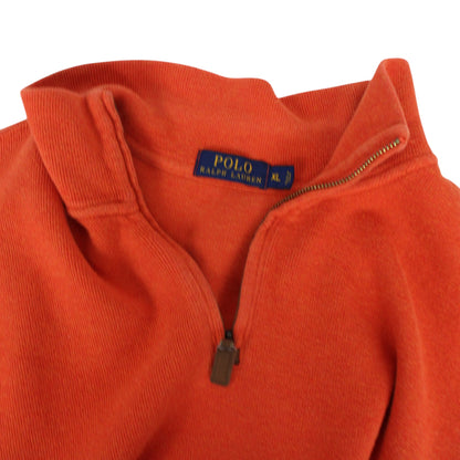 Polo Ralph Lauren Orange Embroidered 1/4 Zip Sweatshirt (XL)