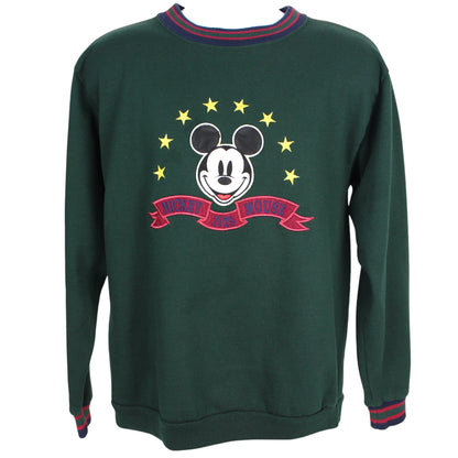 90s Mickey Mouse Green Embroidered Sweatshirt (M)