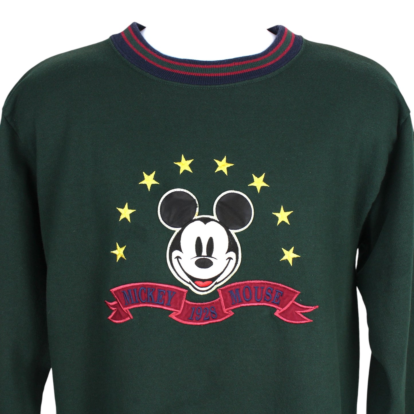 90s Mickey Mouse Green Embroidered Sweatshirt (M)