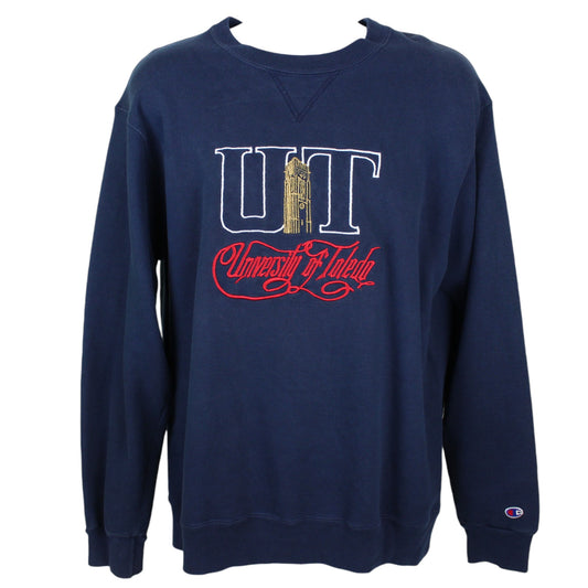 90s Champion University Of Texas Navy Embroidered Sweatshirt (L)