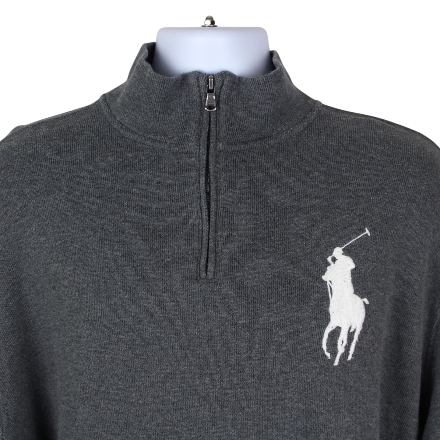 00s Polo ralph Lauren Grey Embroidered 1/4 Zip Sweatshirt (XXL)