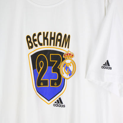 00s Adidas Beckham 23 White T-Shirt (L)