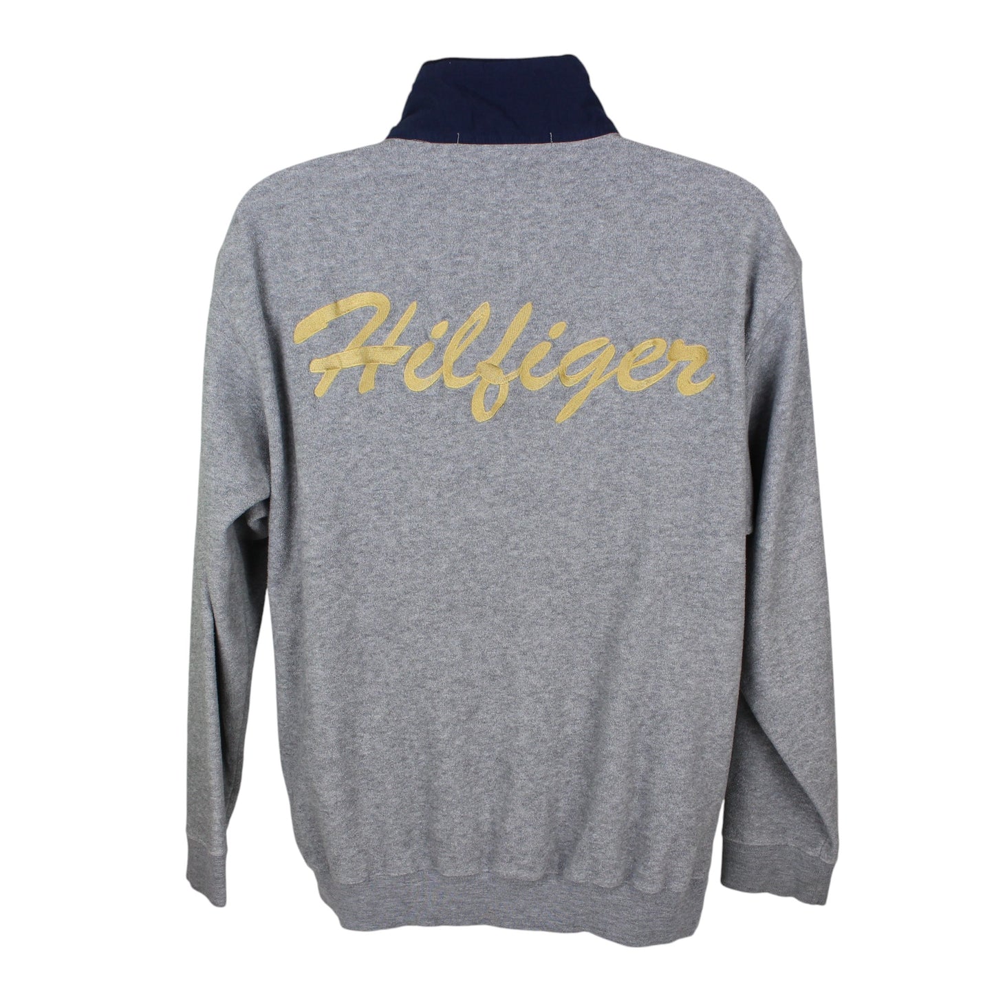 90s Tommy Hilfiger Grey Embroidered 1/4 Zip Fleece (M)