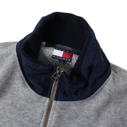 90s Tommy Hilfiger Grey Embroidered 1/4 Zip Fleece (M)