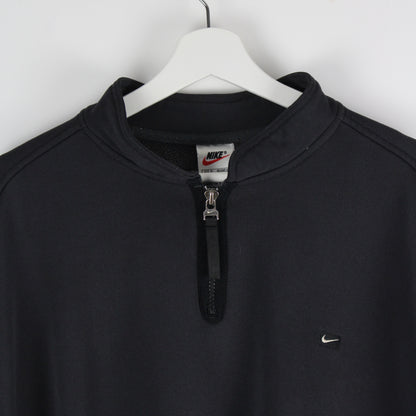 90s Nike Black Embroidered 1/4 Zip Sweatshirt (XL)