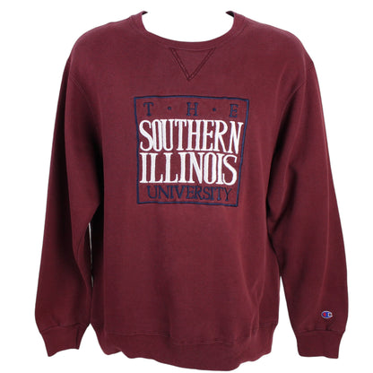 90s Champion Illinois University Burgundy Embroidered Sweatshirt (M)