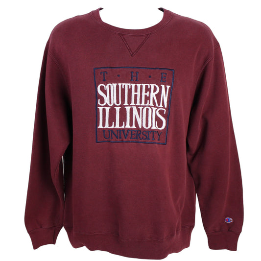 90s Champion Illinois University Burgundy Embroidered Sweatshirt (M)