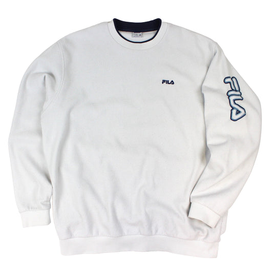 00s Fila Off White Embroidered Sweatshirt (XL)