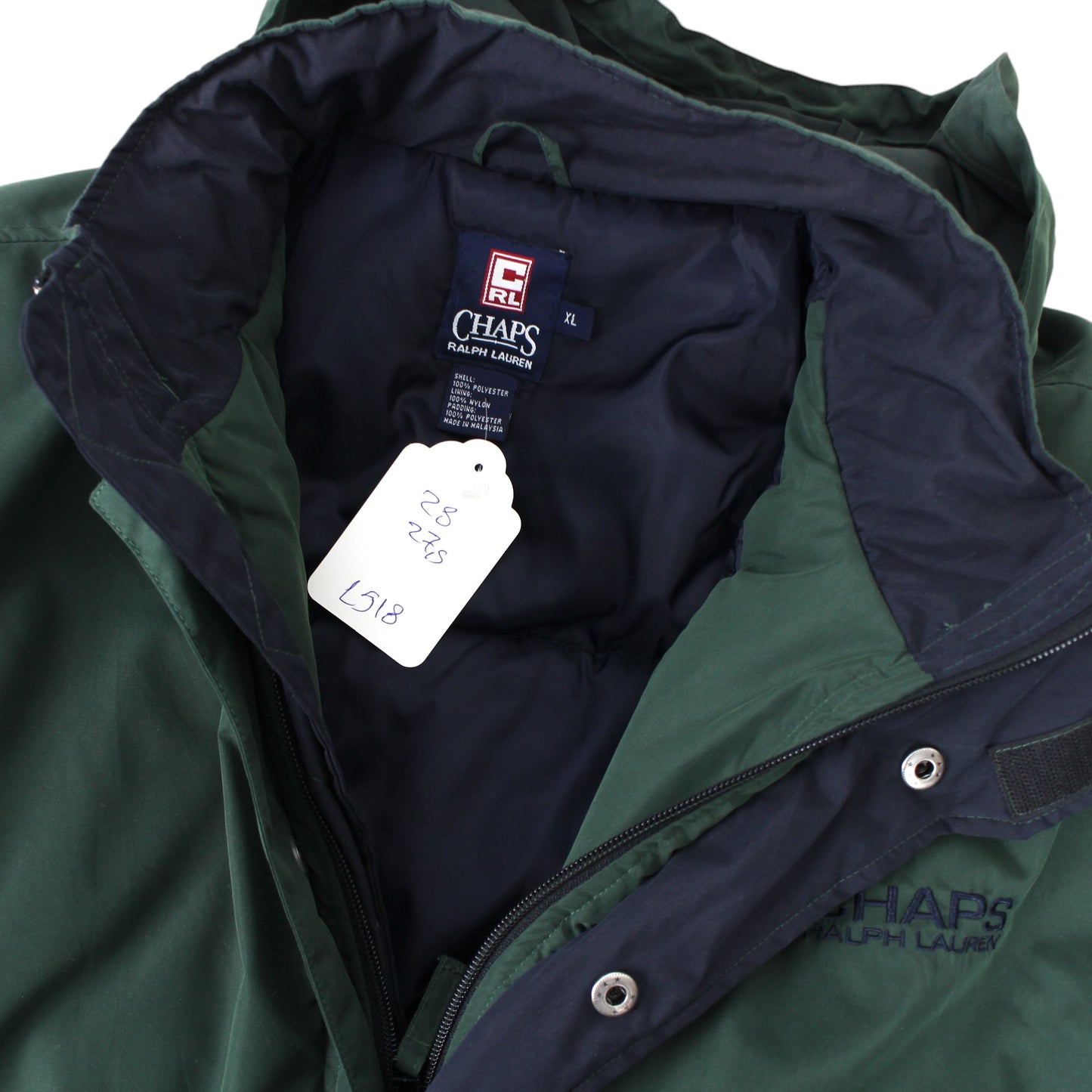 90s Chaps Ralph Lauren Green Padded Jacket (XXL)