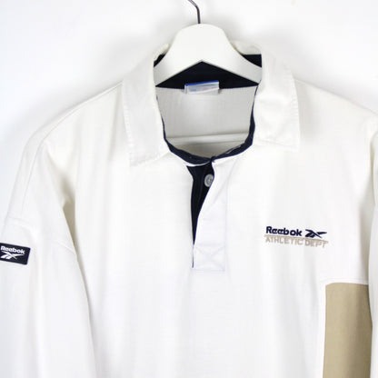 00s Reebok Athletic White Rugby Shirt (M)