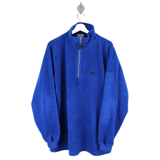 90s Reebok Blue Embroidered 1/4 Zip Fleece (XXL)