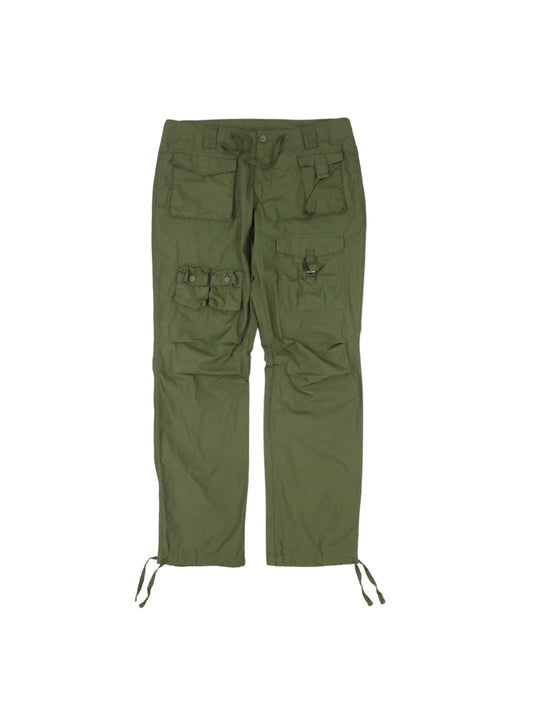 Y2K Lightweight Green Multi Pocket Trousers (W36" X L31")