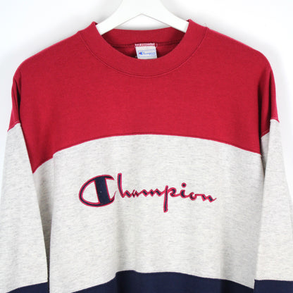 90s Champion Grey/Navy Embroidered Sweatshirt (M)