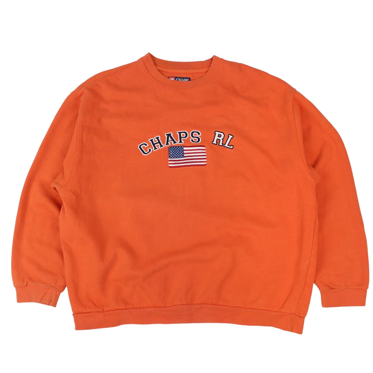 90s Chaps Ralph Lauren Orange Embroidered Sweatshirt (XL)