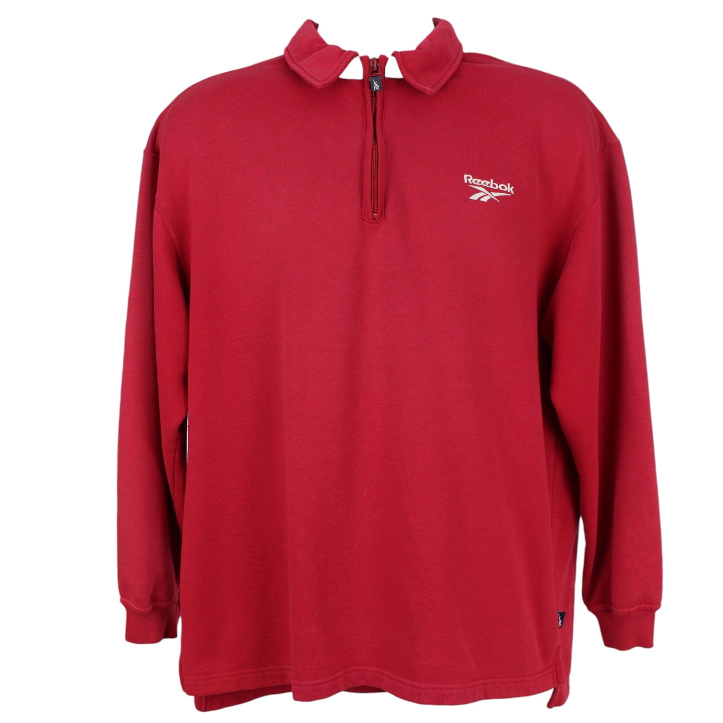 90s Reebok Red Embroidered 1/4 Zip Sweatshirt (L)