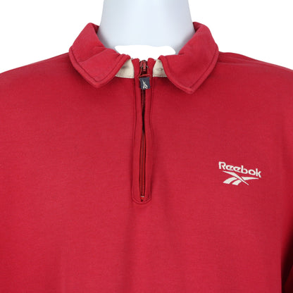 90s Reebok Red Embroidered 1/4 Zip Sweatshirt (L)