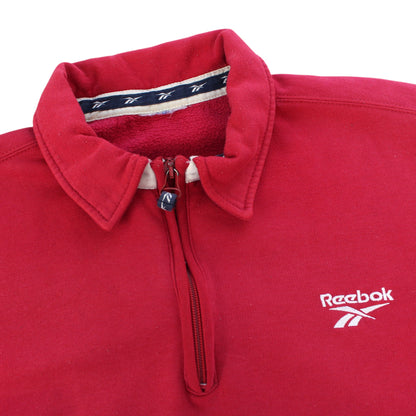 90s Reebok Red Embroidered 1/4 Zip Sweatshirt (L)