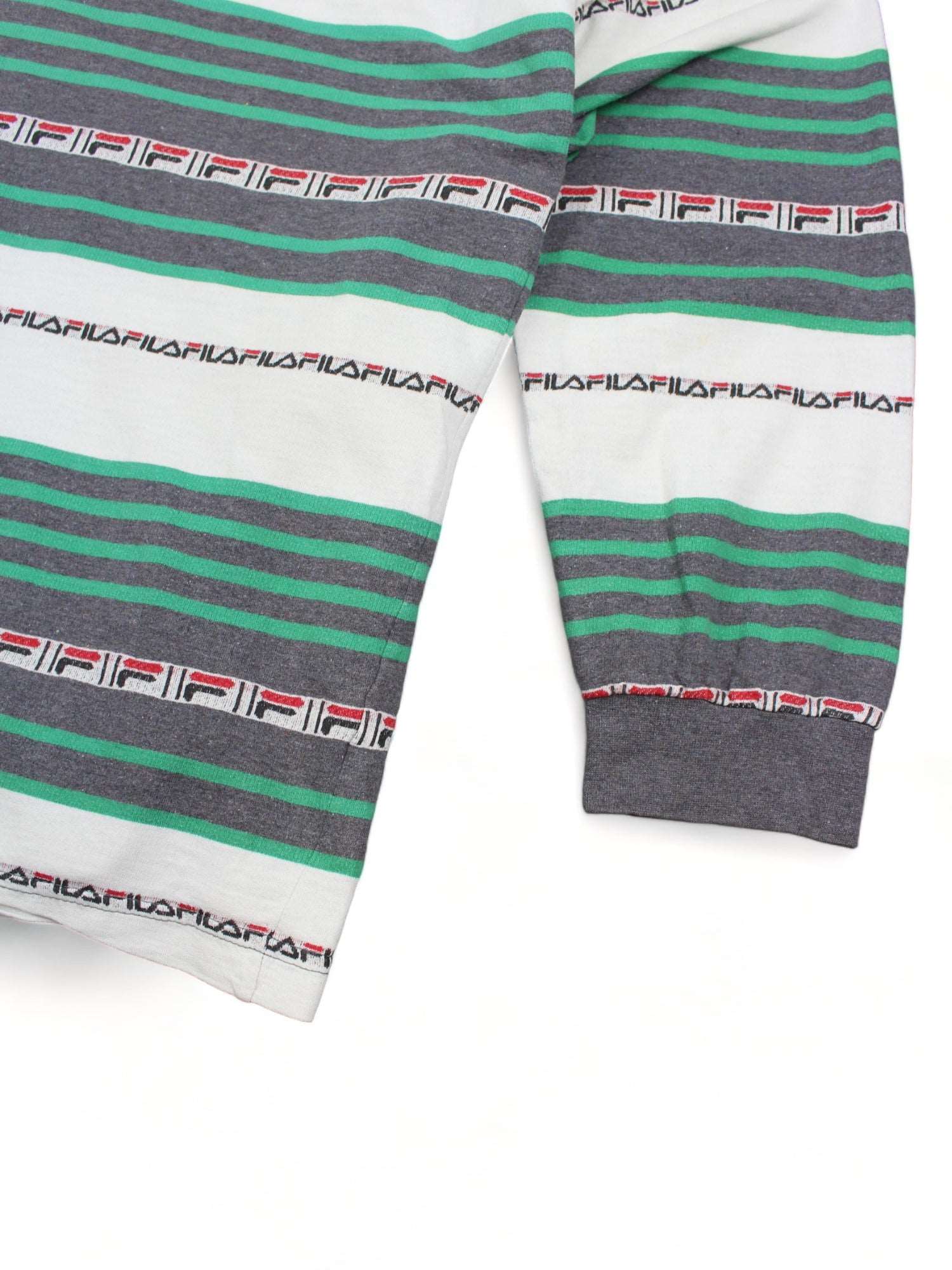 90s Fila Patterned Striped Polo Top (L) - Garm Shack