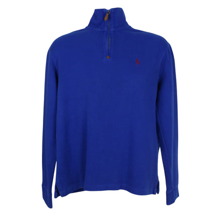 00 Polo Ralph Lauren Blue Emrboidered 1/4 Zip Sweatshirt (S)