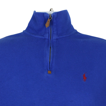 00 Polo Ralph Lauren Blue Emrboidered 1/4 Zip Sweatshirt (S)