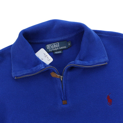 00 Polo Ralph Lauren Blue Emrboidered 1/4 Zip Sweatshirt (S)