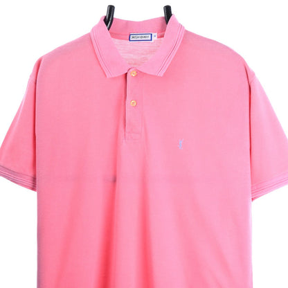 80s Yves Saint Laurent Pink Embroidered Polo Top (S)