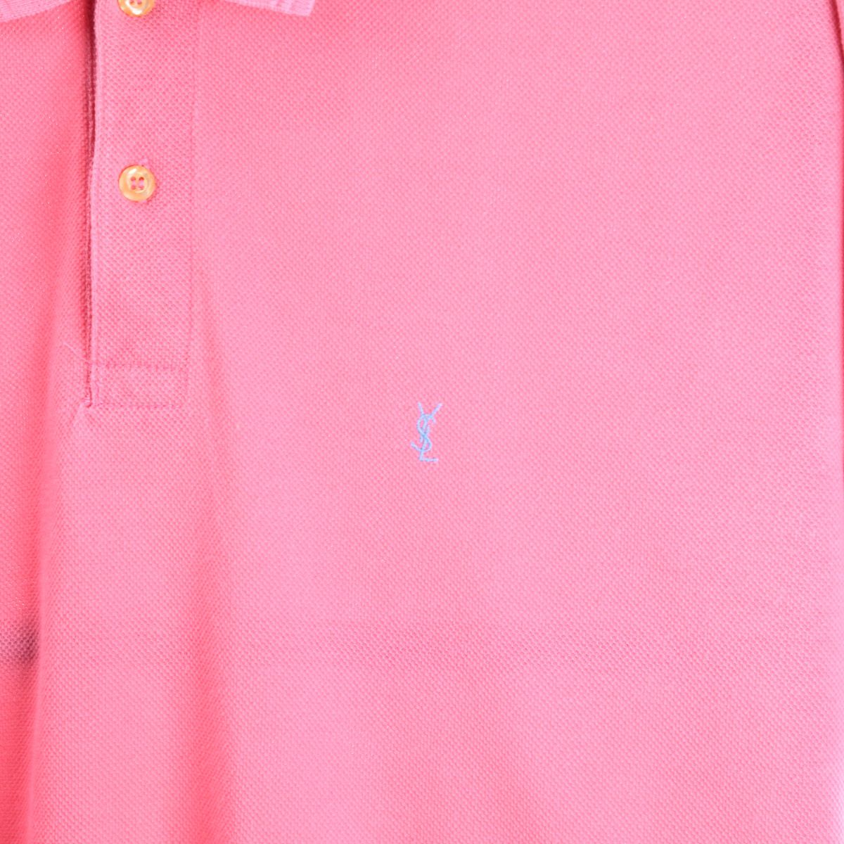 80s Yves Saint Laurent Pink Embroidered Polo Top (S)