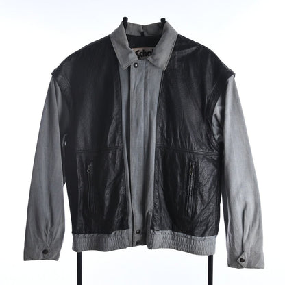 80s Schoot Grey/Black Leather Jacket (M)