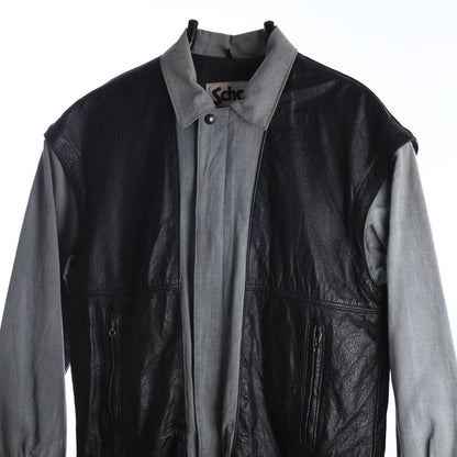 80s Schoot Grey/Black Leather Jacket (M)