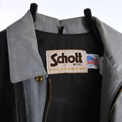 80s Schoot Grey/Black Leather Jacket (M)