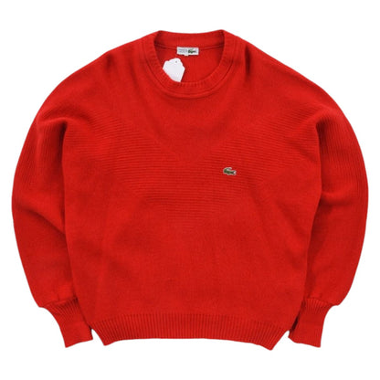 80s Chemise Lacoste Red Knitted Jumper (L)