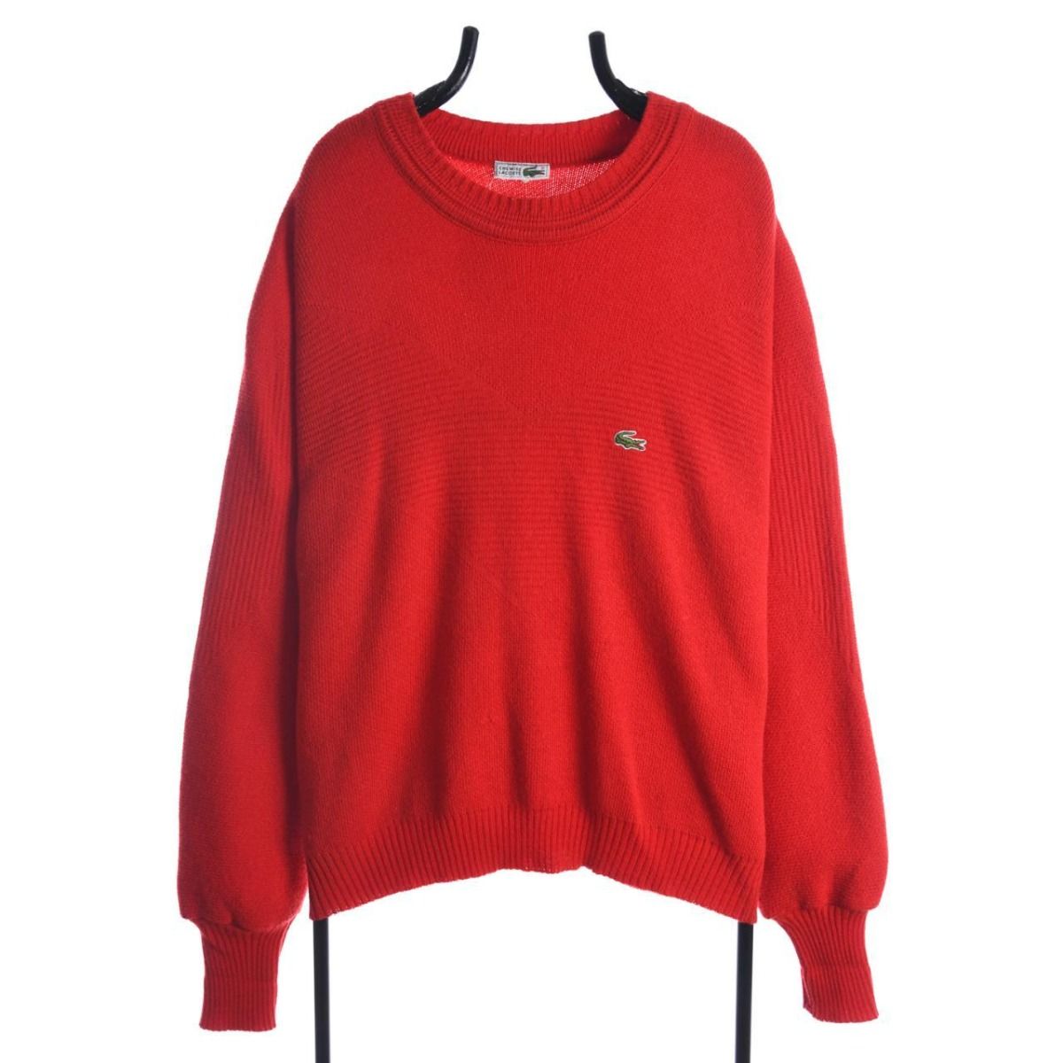 80s Chemise Lacoste Red Knitted Jumper (L)