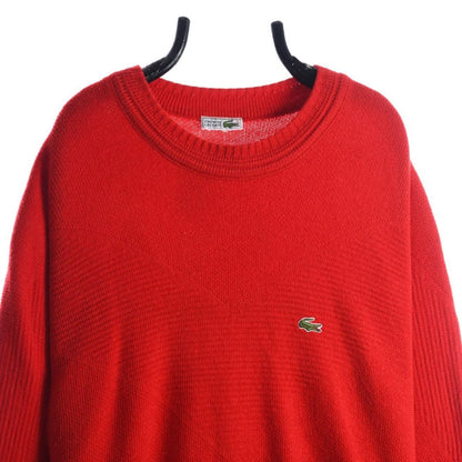 80s Chemise Lacoste Red Knitted Jumper (L)