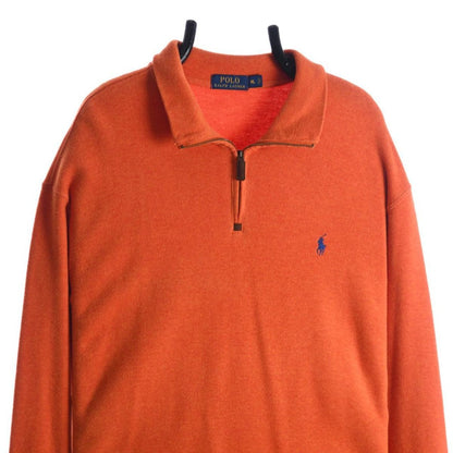 Polo Ralph Lauren Orange Embroidered 1/4 Zip Sweatshirt (XL)