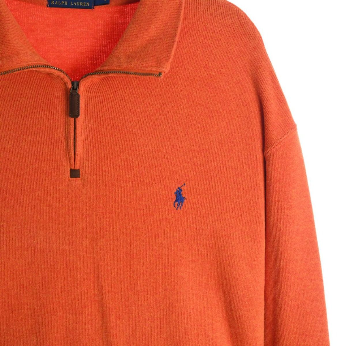 Polo Ralph Lauren Orange Embroidered 1/4 Zip Sweatshirt (XL)