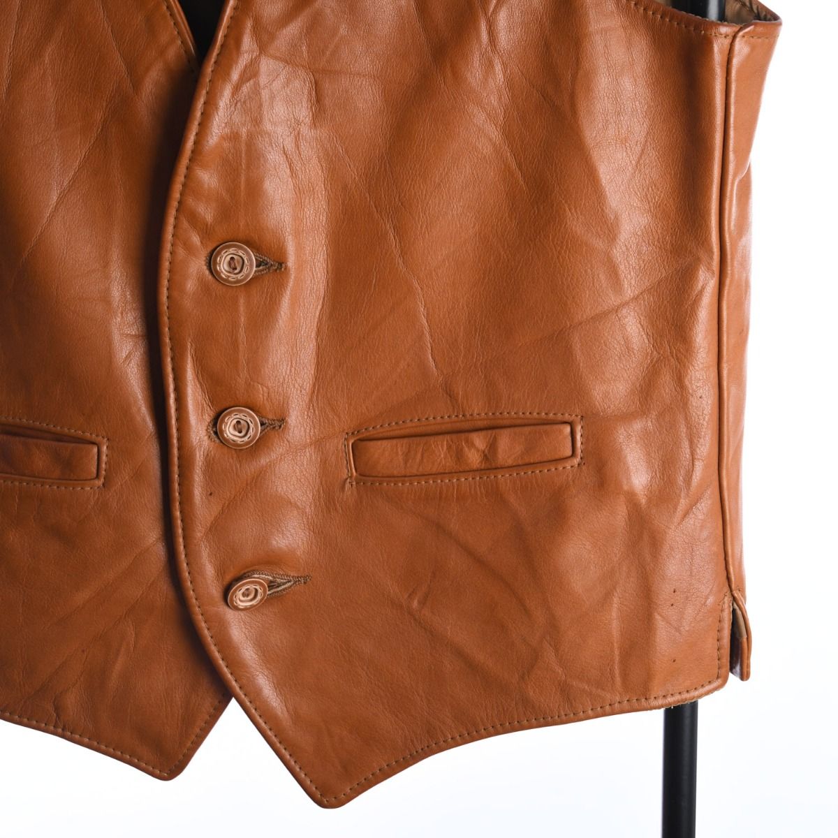 80s Schott Brown Leather Waistcoat (S)